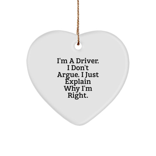 Funny Driver Heart Ornament Gifts from Men to Driver Friends at Christmas - Image 1