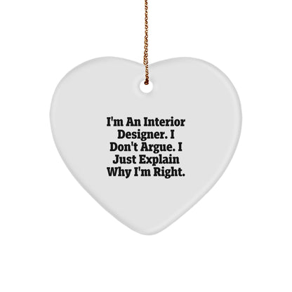 Unique Funny Interior Designer Gifts for Christmas Unique Heart Ornament - Gifts from Friends to Interior Designer - Image 1