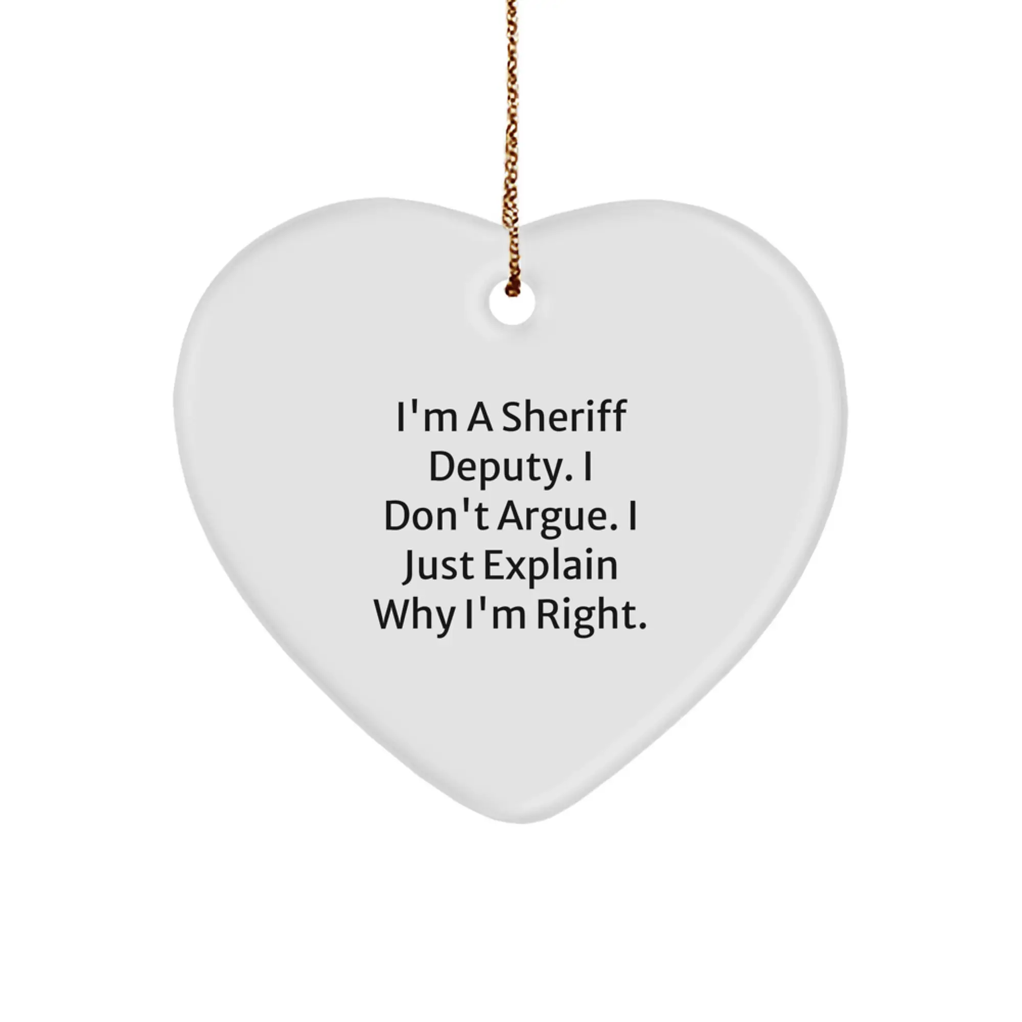 Sheriff Deputy Heart Ornament Christmas Gift for Coworkers Idea - Image 1