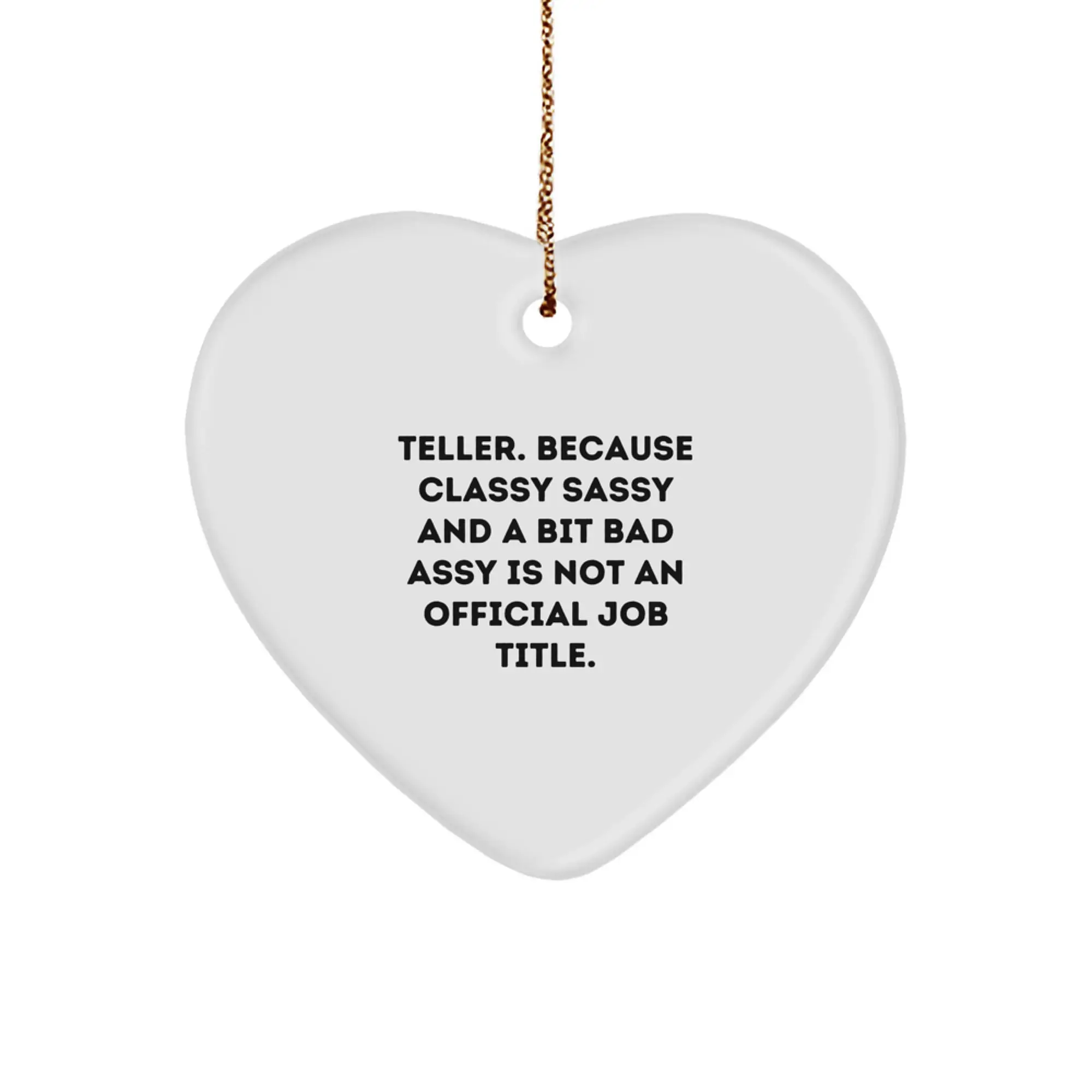 Funny Teller Heart Ornament, Gifts from Friends for Teller, Christmas Unique Gifts, Heart Shape, White Color, MDF Material - Image 1