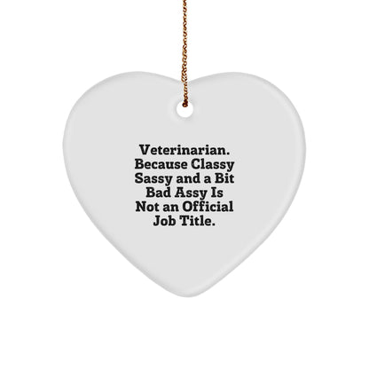 Funny Veterinarian Heart Ornament Gifts from Family - Unique Christmas Unique Gifts for Veterinarian, Classy Sassy And A Bit Fearlessy Is Not An Official Job Title Humor - Image 1