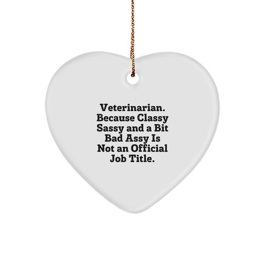Funny Veterinarian Heart Ornament Gifts from Family - Unique Christmas Unique Gifts for Veterinarian, Classy Sassy And A Bit Fearlessy Is Not An Official Job Title Humor - Image 1