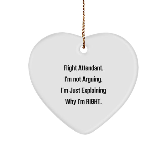 Funny Flight Attendant Gifts from Friends, Heart Ornament for Flight Attendant, Flight Attendant Christmas Unique Gifts - Image 1