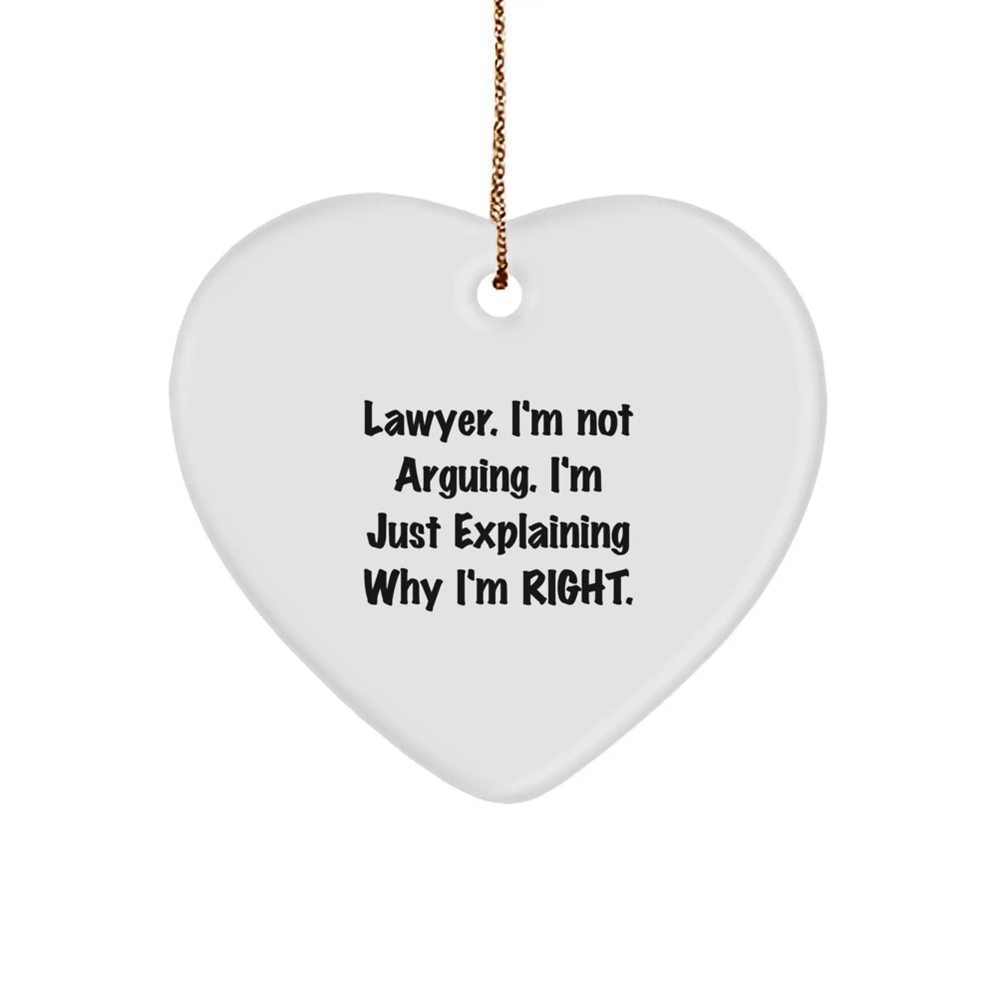 Lawyer Keepsake Heart White Durable Christmas Ornament for Him Gift - Image 1