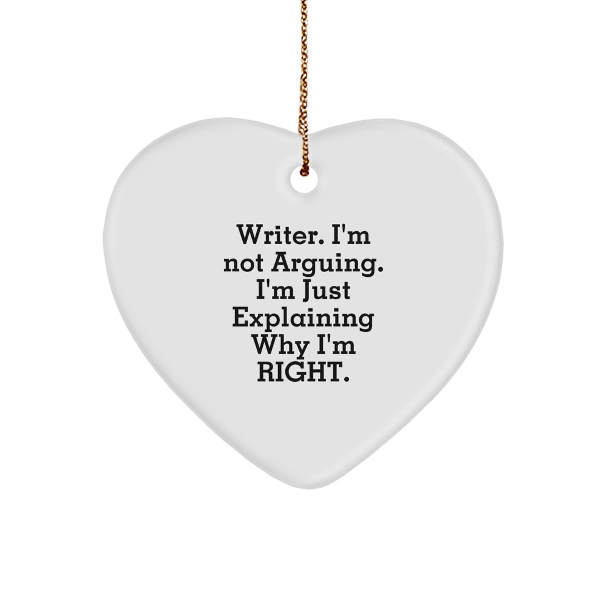 Funny Writer Heart Ornament Gifts from Men to Friends, Christmas Unique Gifts for Writer - Image 1