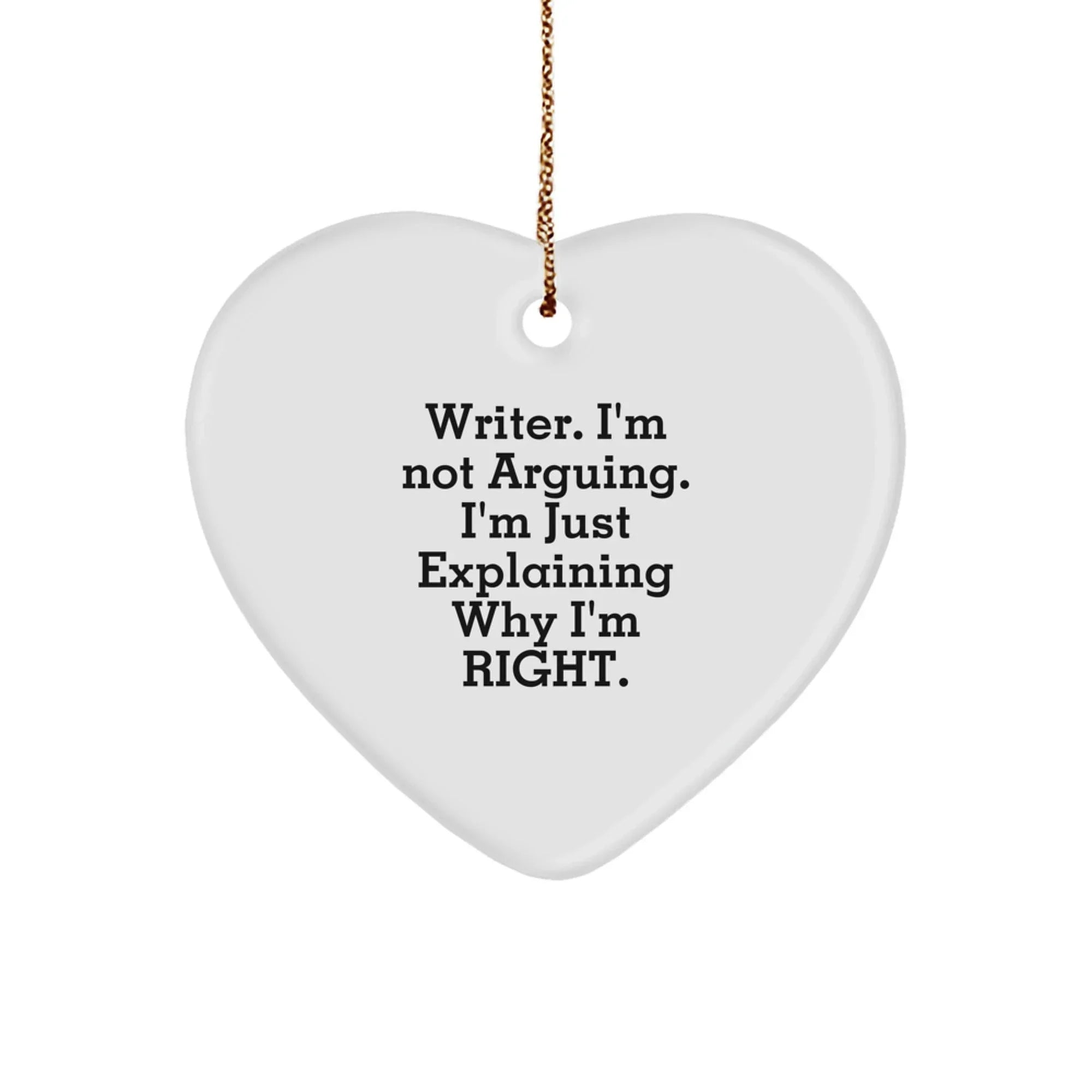Funny Writer Heart Ornament Gifts from Men to Friends, Christmas Unique Gifts for Writer