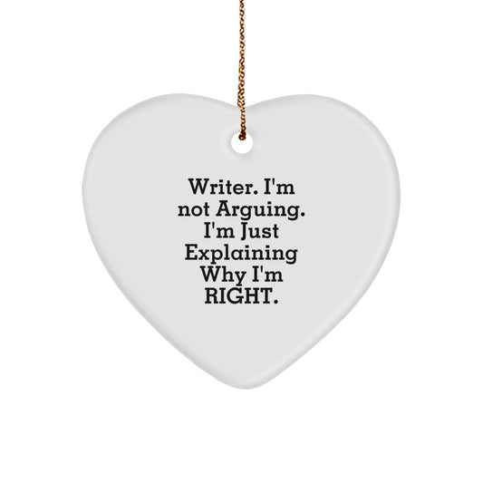 Funny Writer Heart Ornament Gifts from Men to Friends, Christmas Unique Gifts for Writer - Image 1
