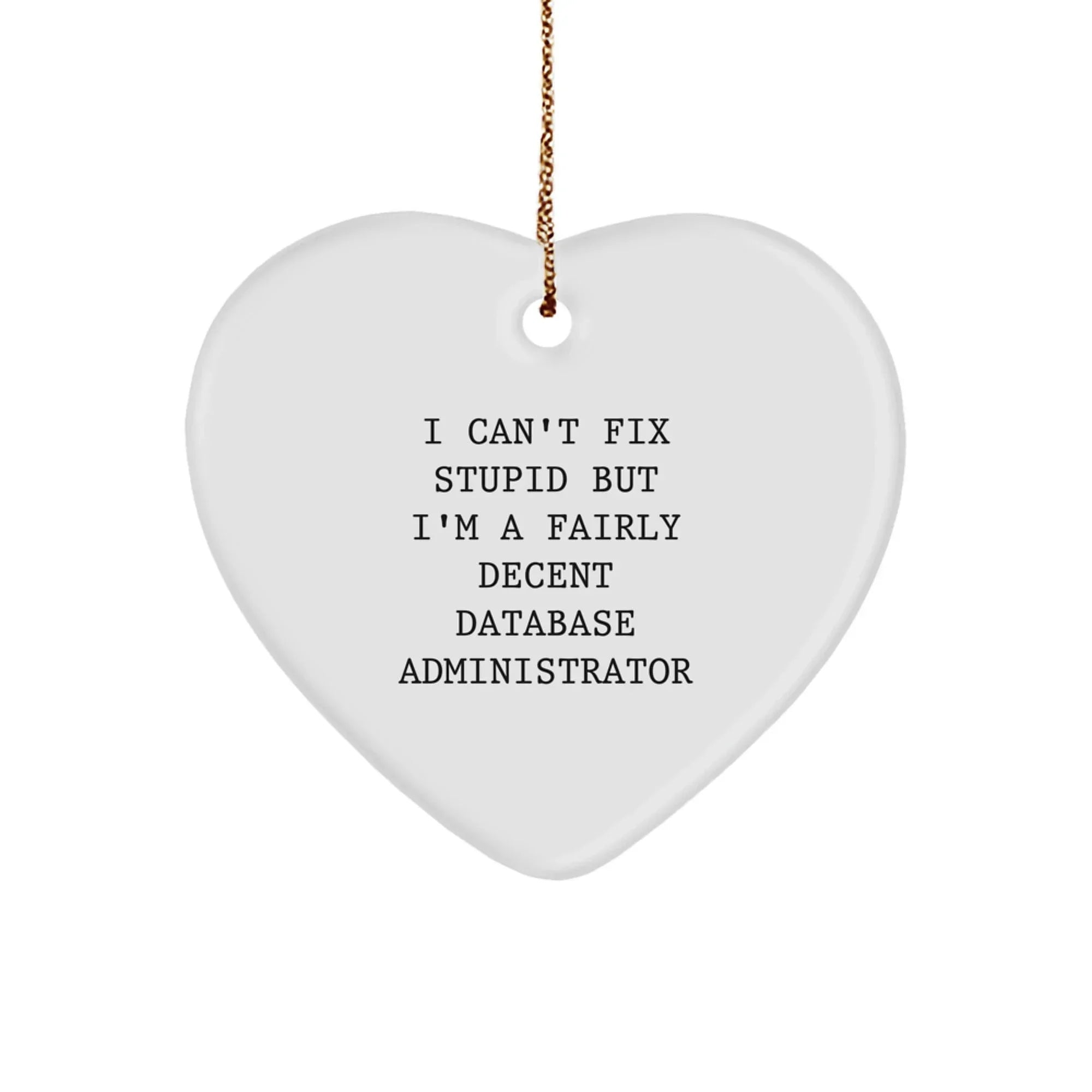 Funny Database Administrator Heart Ornament Gifts from Friends to Coworkers for Christmas
