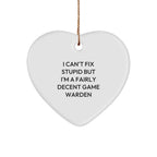Funny Game Warden Heart Ornament Gifts from Men to Game Wardens for Christmas Unique Presents