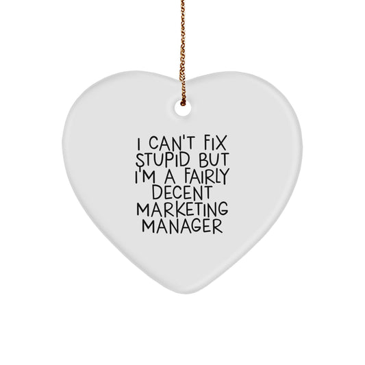 Funny Marketing Manager Heart Ornament Gifts from Friends to Coworkers - Christmas Unique Gifts for Men Women - Image 1