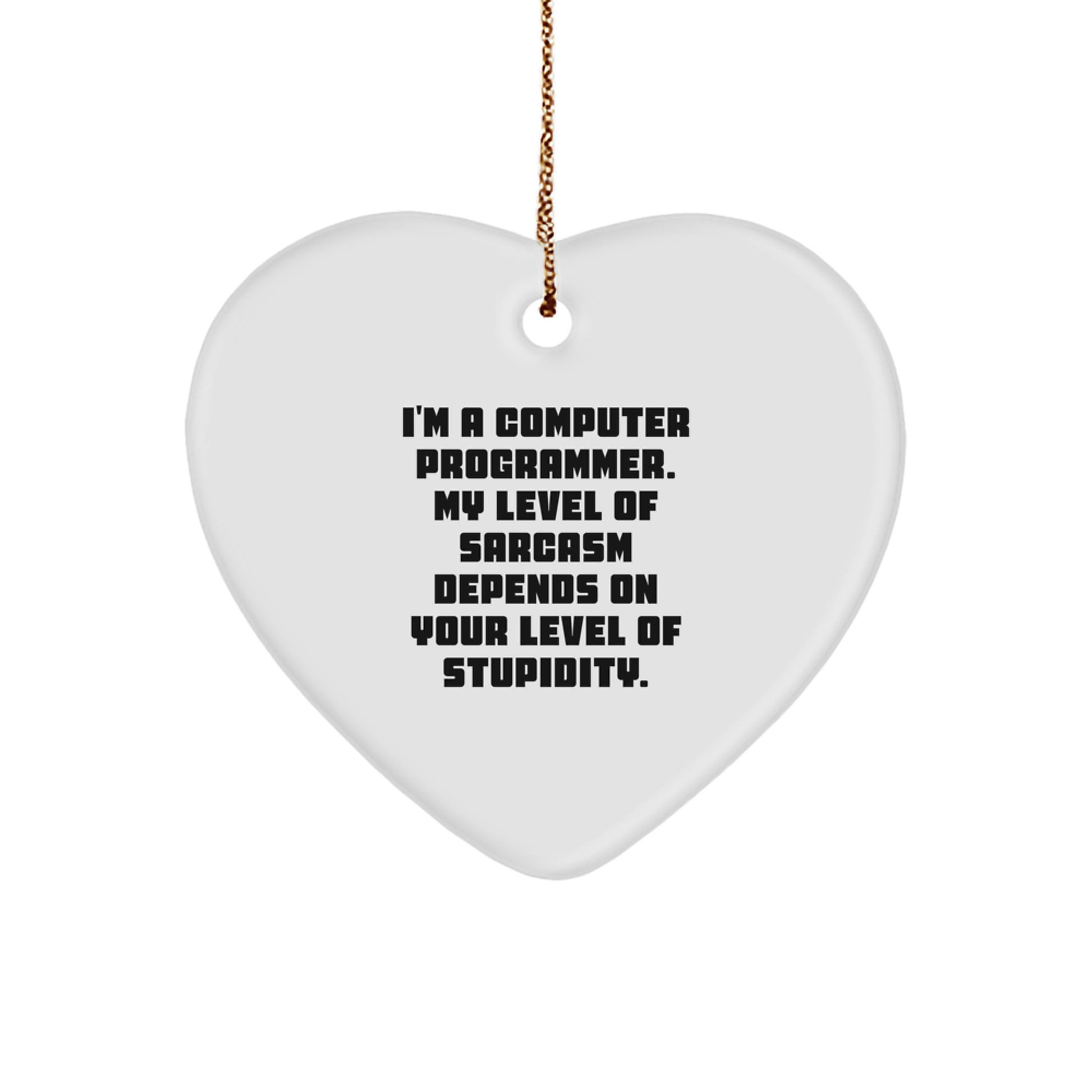 Funny Computer Programmer Gifts, Heart Ornament I'm A Computer Programmer My Level Of Sarcasm Depends On Your Level Of Stupidity, Gifts from Friends to Computer Programmer, Christmas Unique Gifts - Image 1