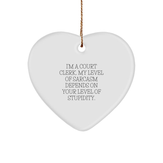 Funny Court Clerk Heart Ornament, Gifts from Friends and Family for Court Clerk, Christmas Unique Gifts for Him or Her - Image 1