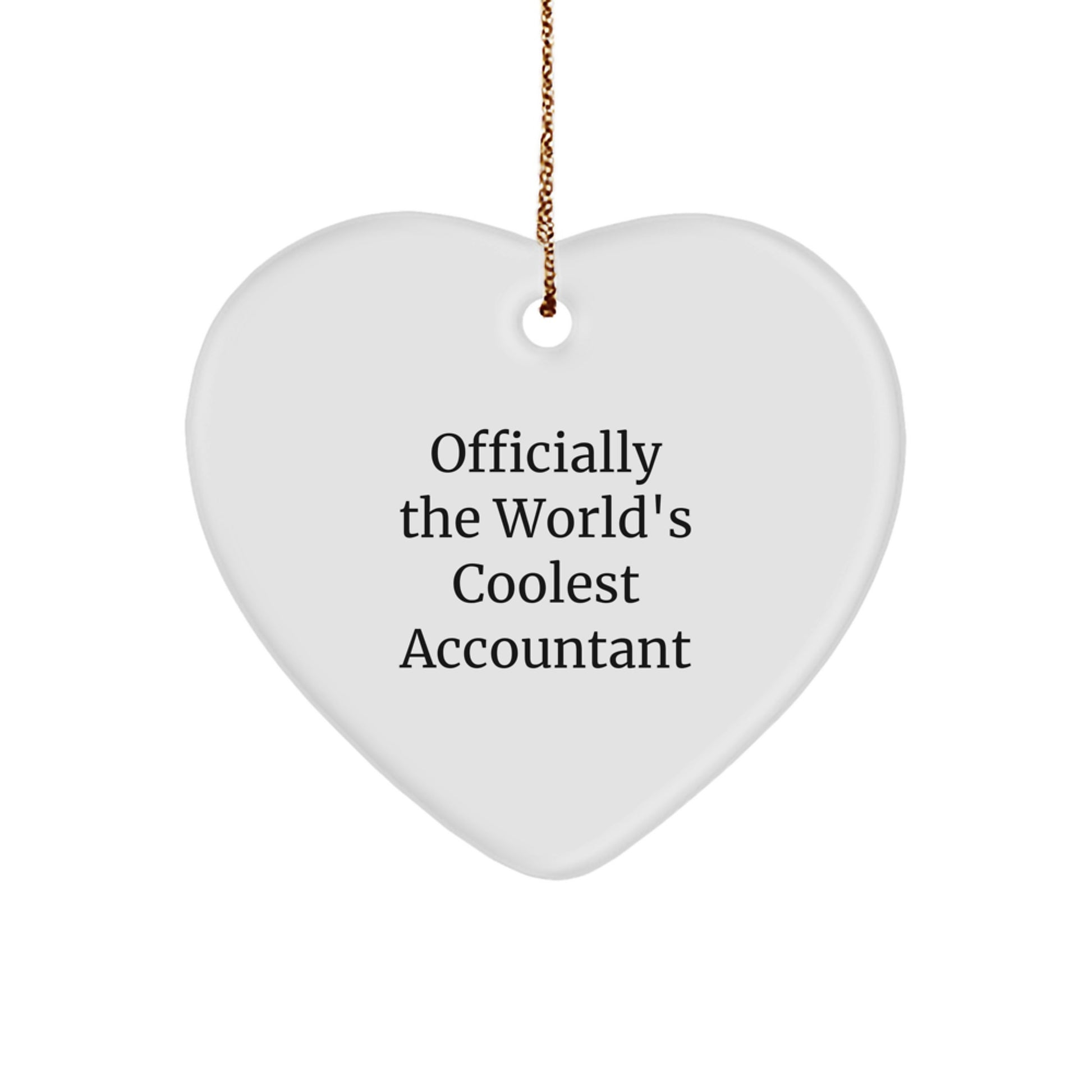 Accountant Heart Ornament Gifts from Friends and Family - Funny Quote Officially The World's Coolest Accountant, Christmas Unique Gifts for Accountant Men and Women - Image 1
