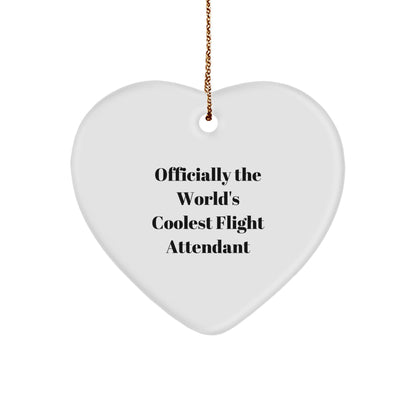 Flight Attendant Heart Ornament Gifts from Men to Women - Officially The World's Coolest Flight Attendant Christmas Unique Gift Ideas - Image 1