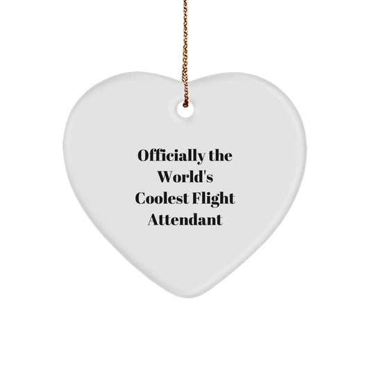 Flight Attendant Heart Ornament Gifts from Men to Women - Officially The World's Coolest Flight Attendant Christmas Unique Gift Ideas - Image 1