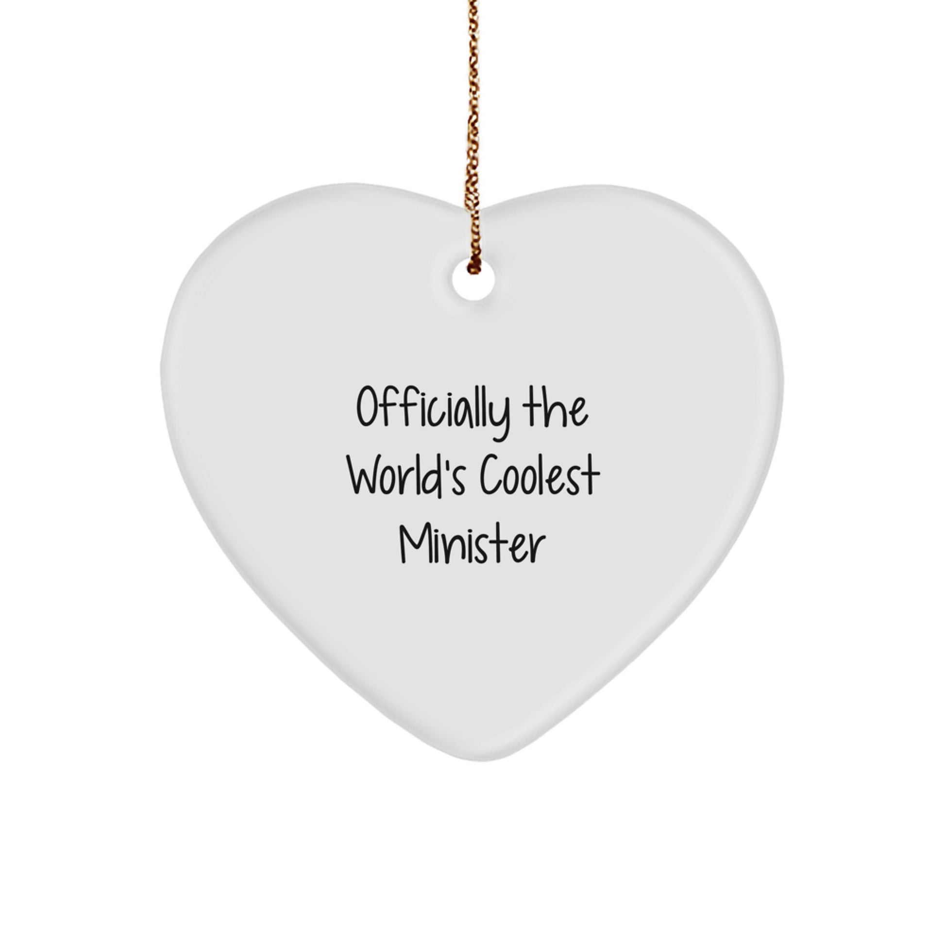 Funny Minister Gifts from Family for Christmas Unique Heart Ornament - Officially 'The World's Coolest Minister' Quote Decorative Figurine - Image 1
