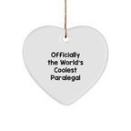 Funny Paralegal Christmas Unique Gifts from Friends - Officially The World's Coolest Paralegal Heart Ornament for Paralegal