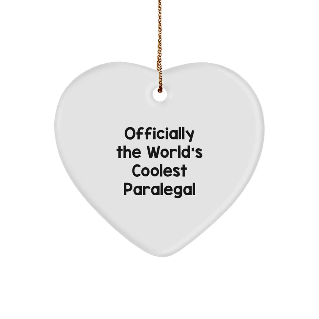 Funny Paralegal Christmas Unique Gifts from Friends - Officially The World's Coolest Paralegal Heart Ornament for Paralegal