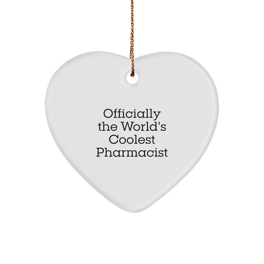 Funny Pharmacist Heart Ornament Gifts from Men to Coworkers, 'Officially the World's Coolest Pharmacist' Christmas Unique Gifts for Pharmacist Friends - Image 1