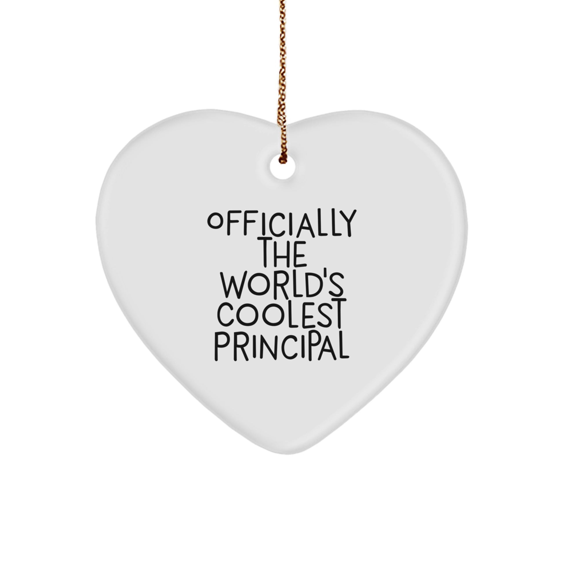 Gifts from Friends, Family to Principal with 'Officially The World's Coolest Principal' Funny Heart Ornament, Perfect for Christmas Unique Gifts - Image 1