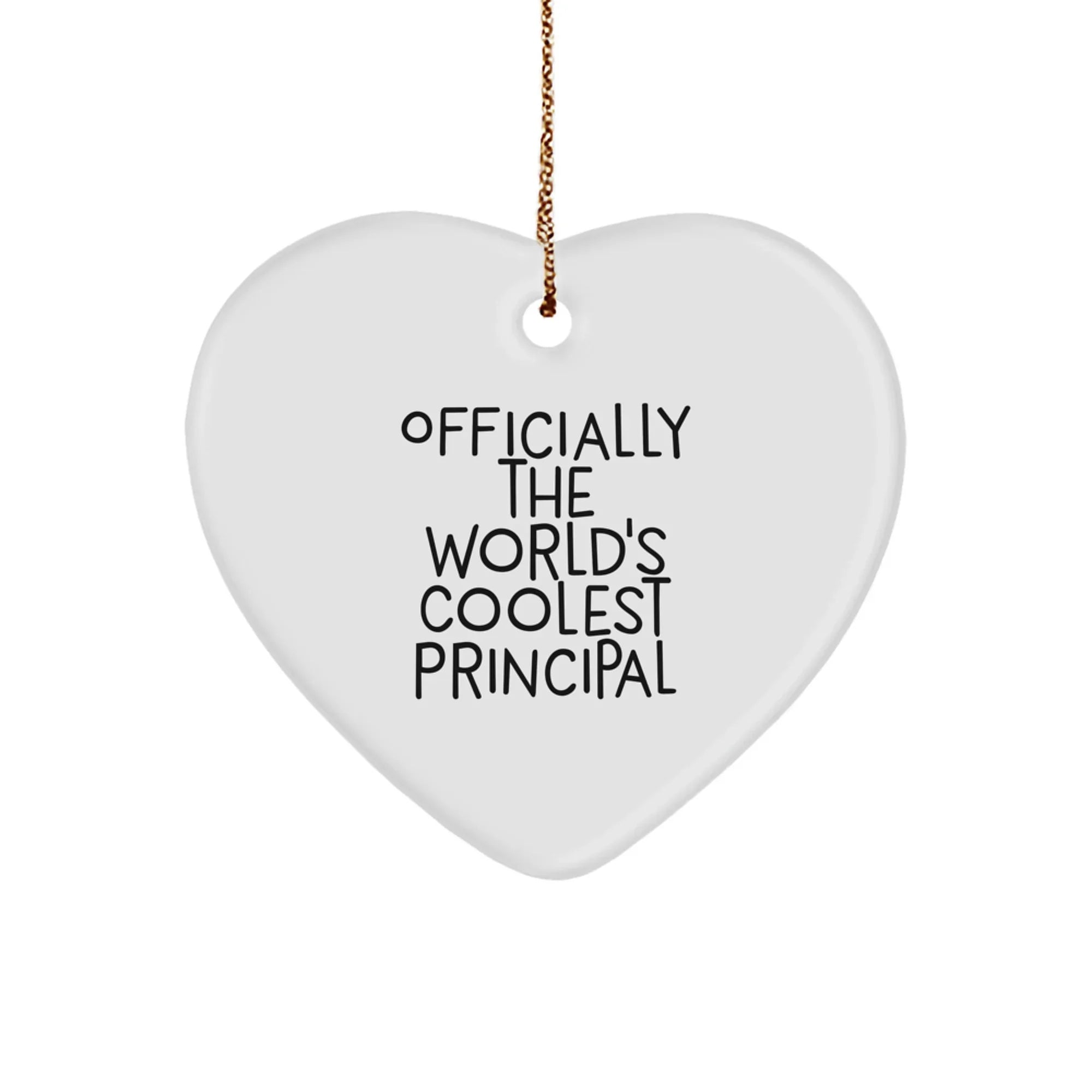Gifts from Friends, Family to Principal with 'Officially The World's Coolest Principal' Funny Heart Ornament, Perfect for Christmas Unique Gifts