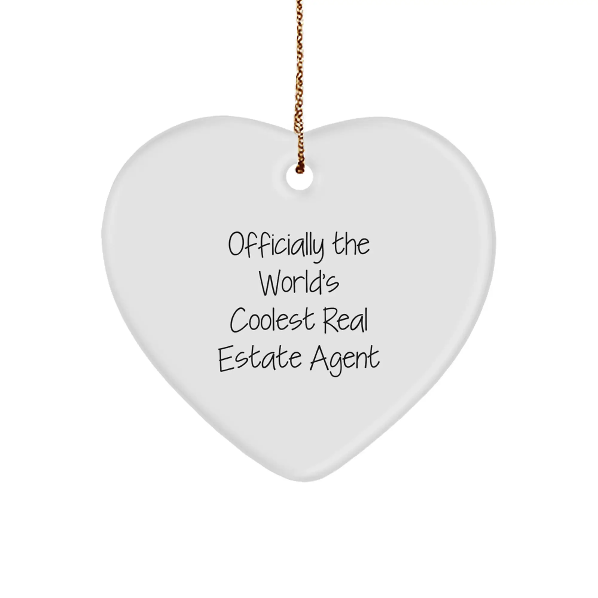 Funny Quote Gifts from Real Estate Agents for Christmas Unique Heart Ornament, Officially The World's Coolest Real Estate Agent Love Heart - Image 1