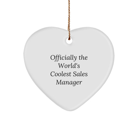 Funny Sales Manager Gifts from Friends for World's Coolest Sales Manager, Heart Ornament, Christmas Unique Gifts - Image 1