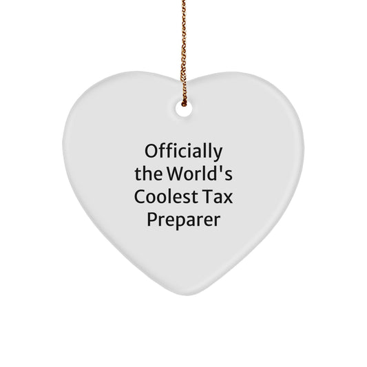 Funny Tax Preparer Gifts from Friends, Heart Ornament, Officially The World's Coolest Tax Preparer Christmas Unique Gifts - Image 1