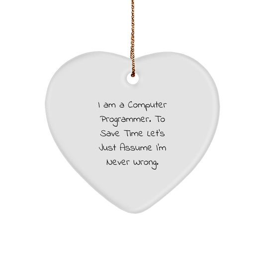 Funny Computer Programmer Heart Ornament Gifts from Friends, Coworkers, Family for Christmas Unique Decorations - Image 1