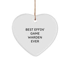 Funny Game Warden Gifts - Best Effin' Game Warden Ever Heart Ornament for Christmas Unique Gifts