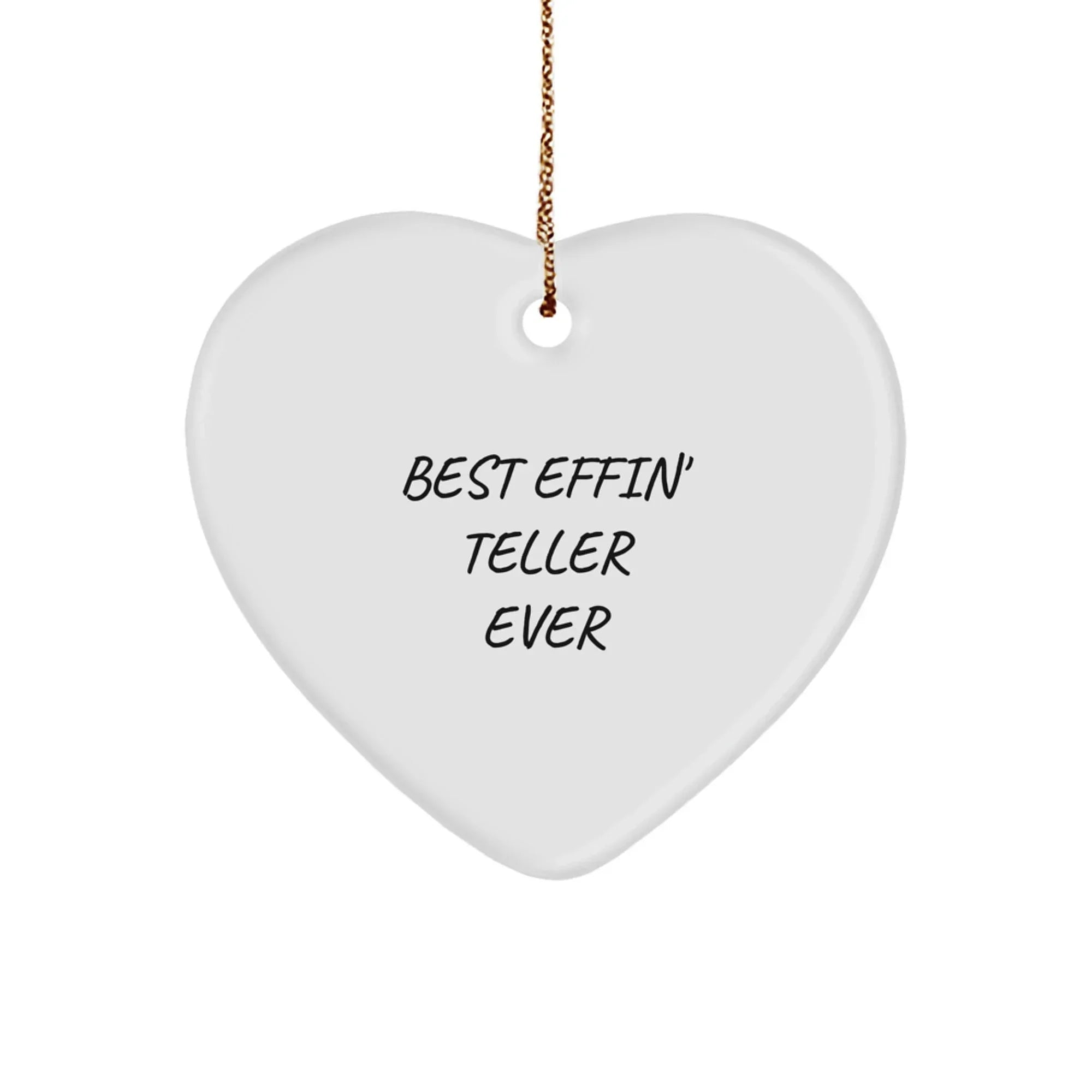 Funny Teller Gifts for Men, Heart Ornament with 'Best Effin' Teller Ever' Quote, Unique Christmas Decorations from Friends
