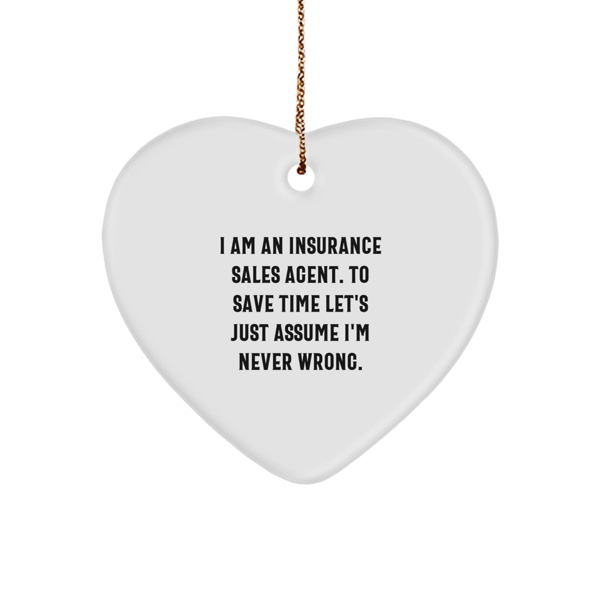 Funny Insurance Sales Agent Heart Ornament Gifts from Men, Women, Friends, Coworkers, Family, Christmas Unique Gifts for Insurance Sales Agent - Image 1