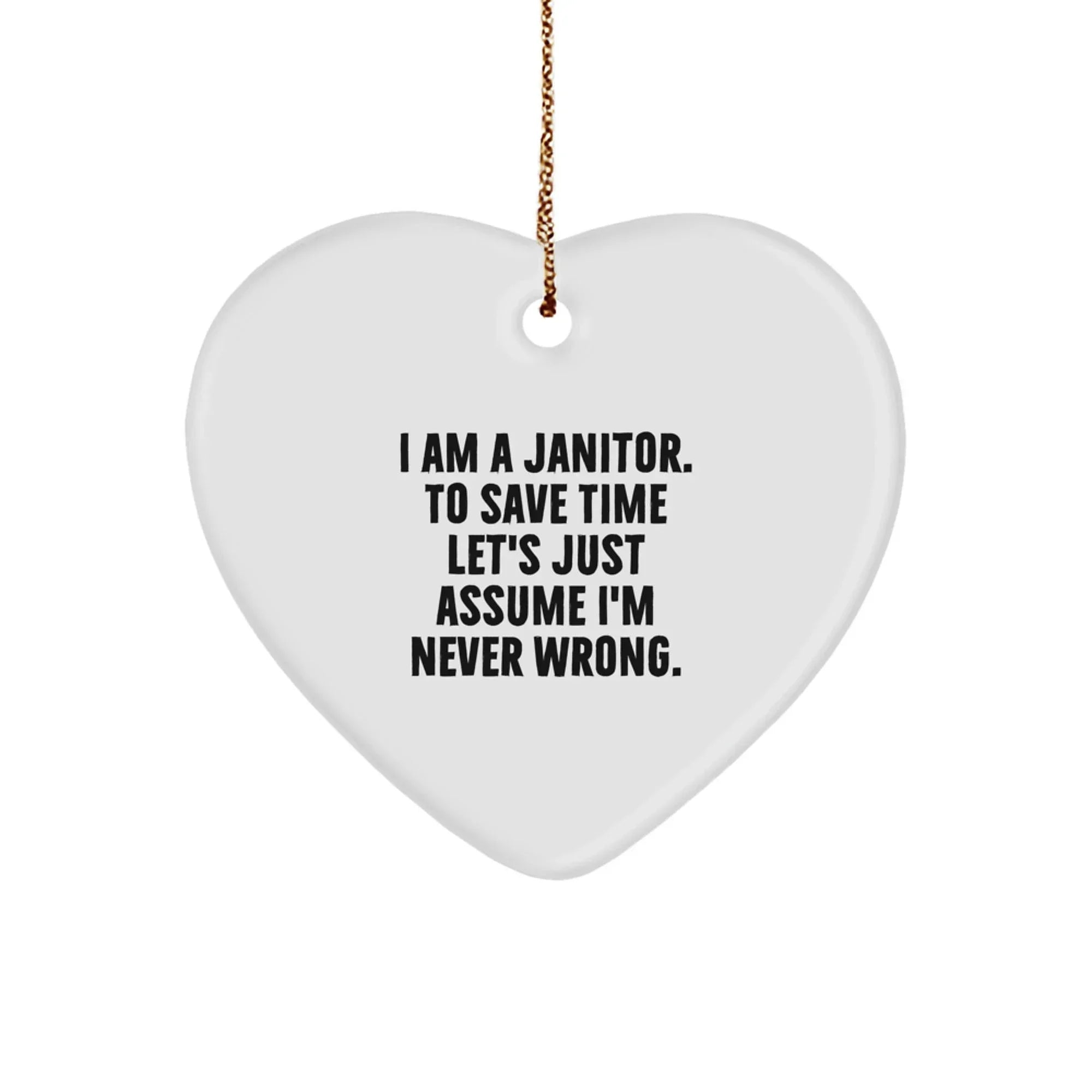Funny Janitor Heart Ornament, Gifts from Friends to Janitor, Christmas Unique Gifts, Heart Shaped Janitor Ornament