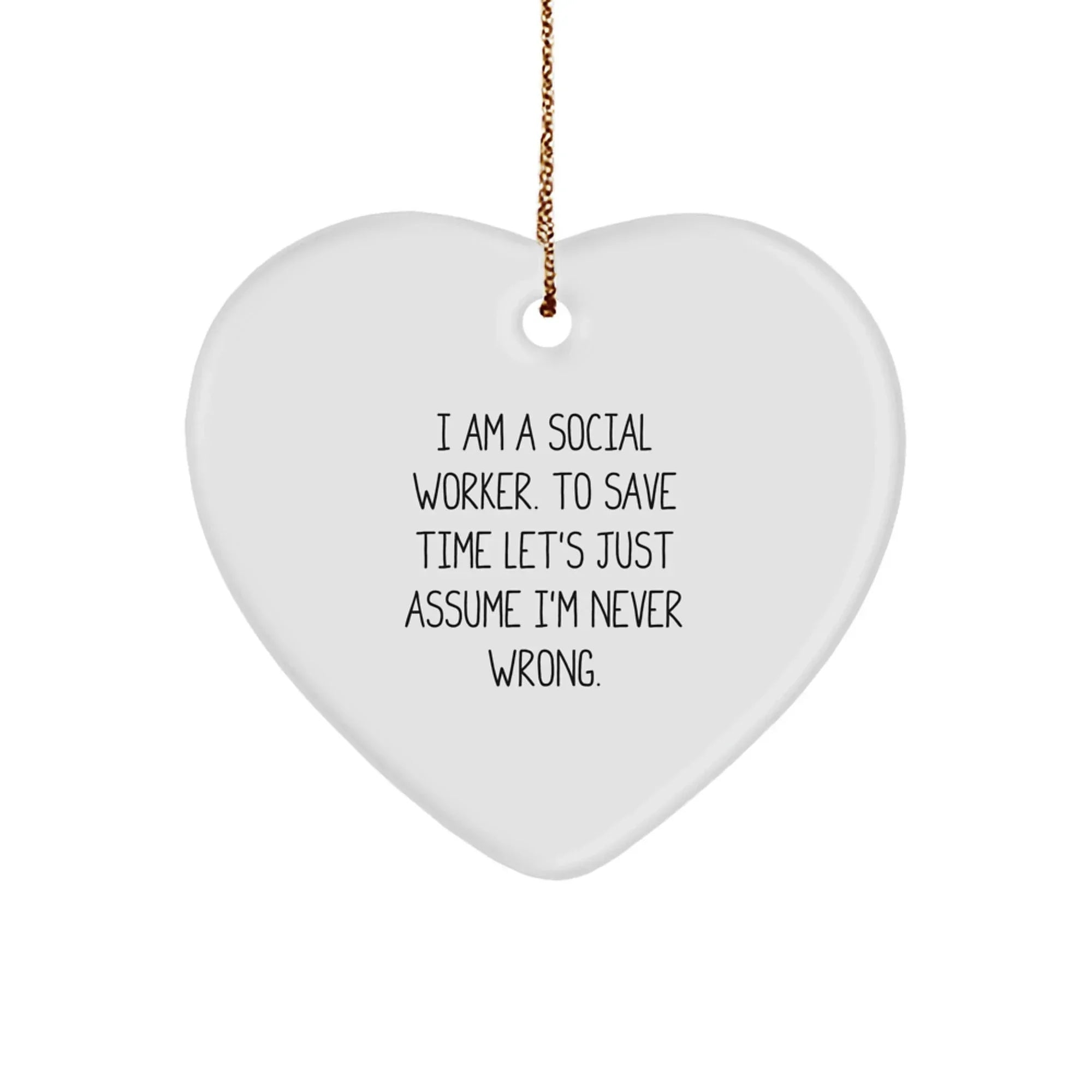 Funny Social Worker Heart Ornament, Gifts from Coworkers to Social Workers, Christmas Unique Gifts for Social Worker Friends