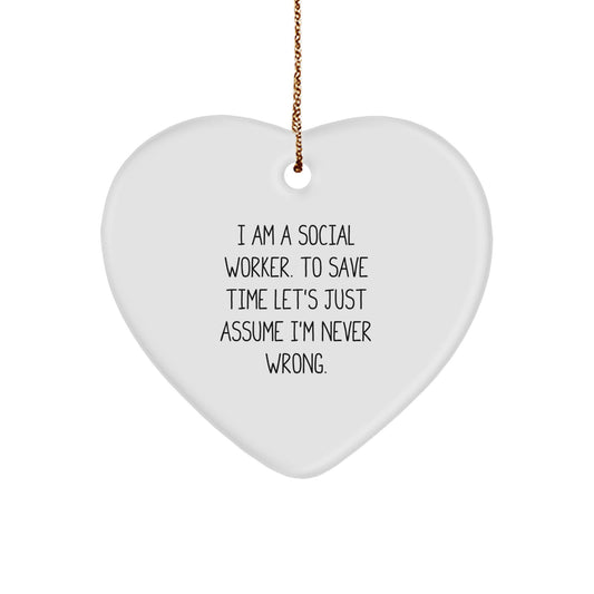 Funny Social Worker Heart Ornament, Gifts from Coworkers to Social Workers, Christmas Unique Gifts for Social Worker Friends - Image 1