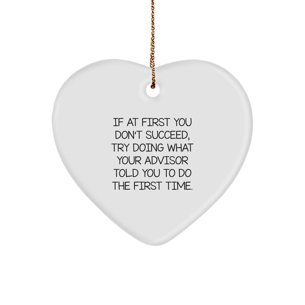 Funny Advisor Gifts from Men for Christmas Unique Gifts - Heart Ornament with Inspirational Quote - Advisor Heart Shaped Ornament for Men Women Friends Coworkers Family