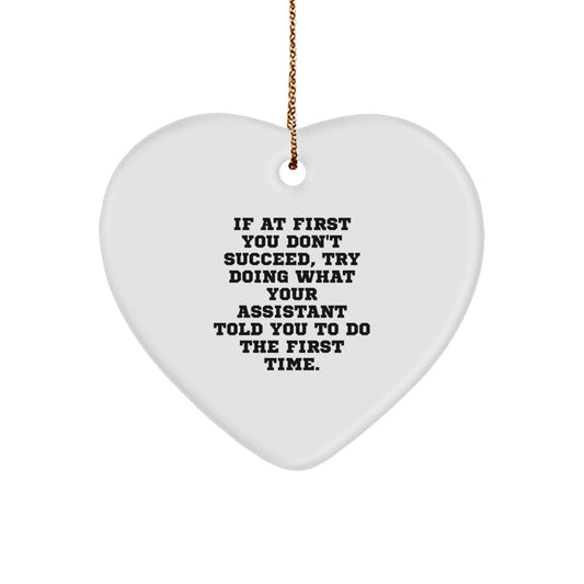 Funny Assistant Gifts from Friends and Family, Christmas Unique Heart Ornament with Inspirational Quote, Gift for Assistant, Assistant Heart - Image 1