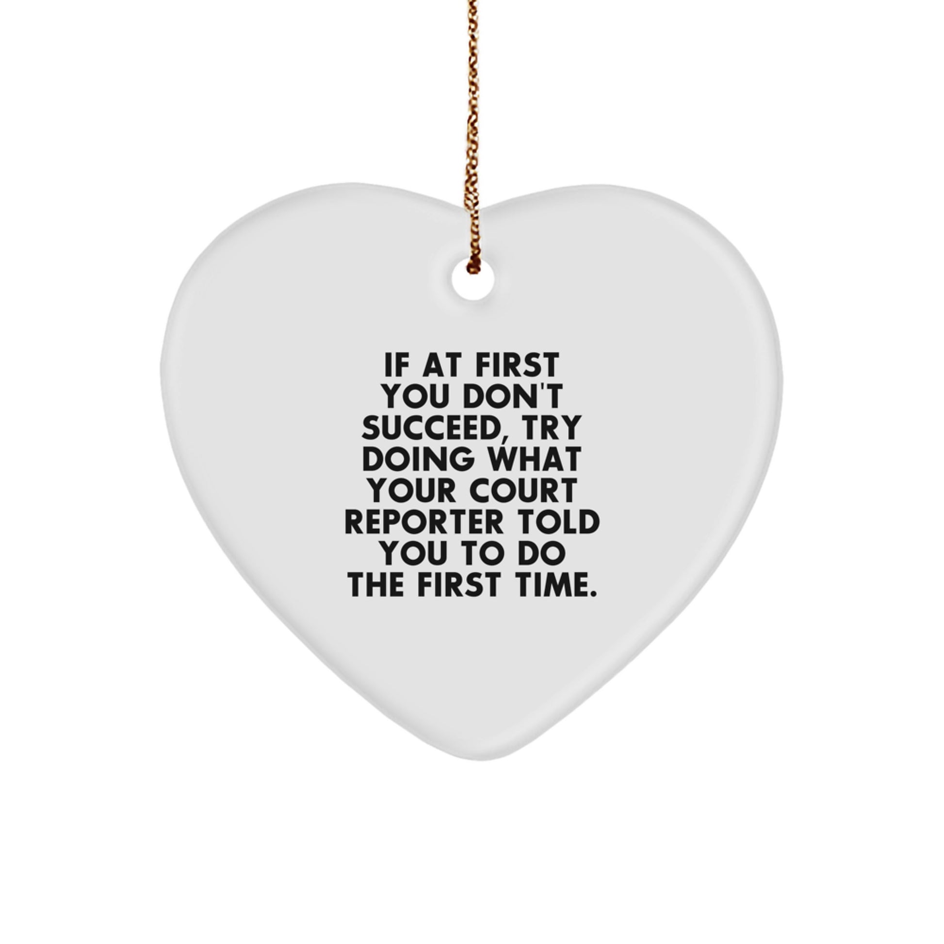 Funny Court Reporter Gifts from Men - Heart Ornament for Court Reporters at Christmas - Court Reporter Heart Shaped Ornament with Sublimation Printing - Image 1
