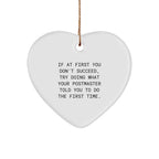 Funny Postmaster Heart Ornament, Gifts from Friends for Christmas Unique Postmaster Gifts, Inspirational Quote Postmaster Ornament
