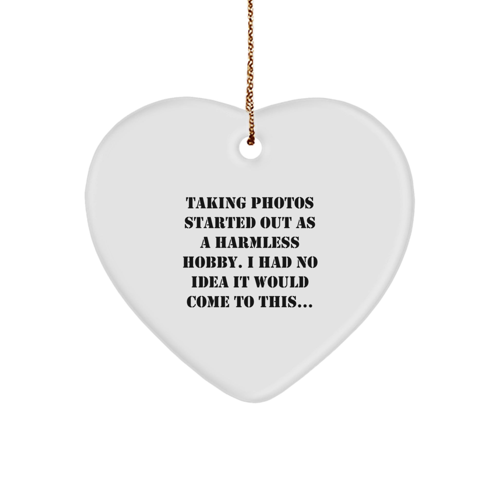 Funny Taking Photos Heart Ornament Gifts from Friends to Family for Men and Women, Taking Photos Started Out As A Harmless Hobby. - Image 1