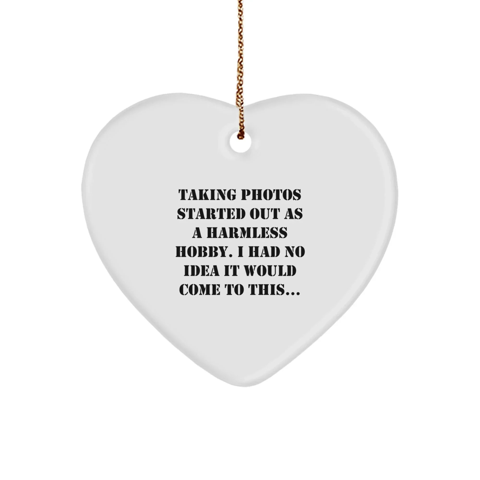 Funny Taking Photos Heart Ornament Gifts from Friends to Family for Men and Women, Taking Photos Started Out As A Harmless Hobby.