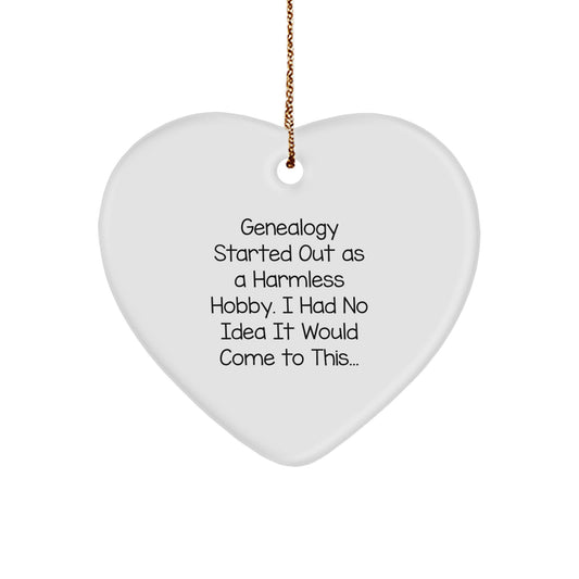 Funny Genealogy Gifts for Genealogy Lovers, Heart Ornament with Genealogy Quote, Gifts from Family for Women at Christmas - Image 1