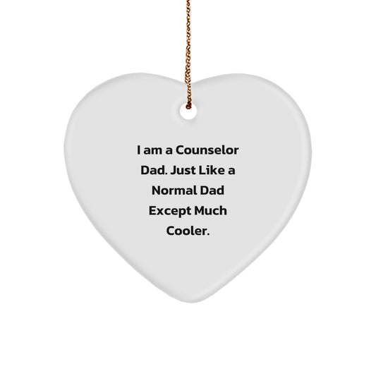 Funny Counselor Gifts for Men, Heart Ornament, 'I Am A Counselor Dad' Christmas Unique Gifts from Dad to Counselor - Image 1