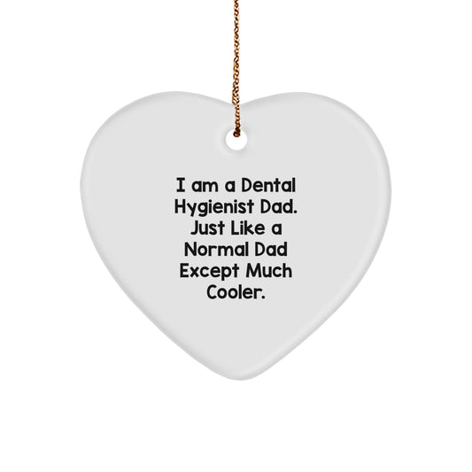 Dental Hygienist Dad Gifts, Heart Ornament for Christmas Unique, Funny Heart Shaped Ornament - Image 1