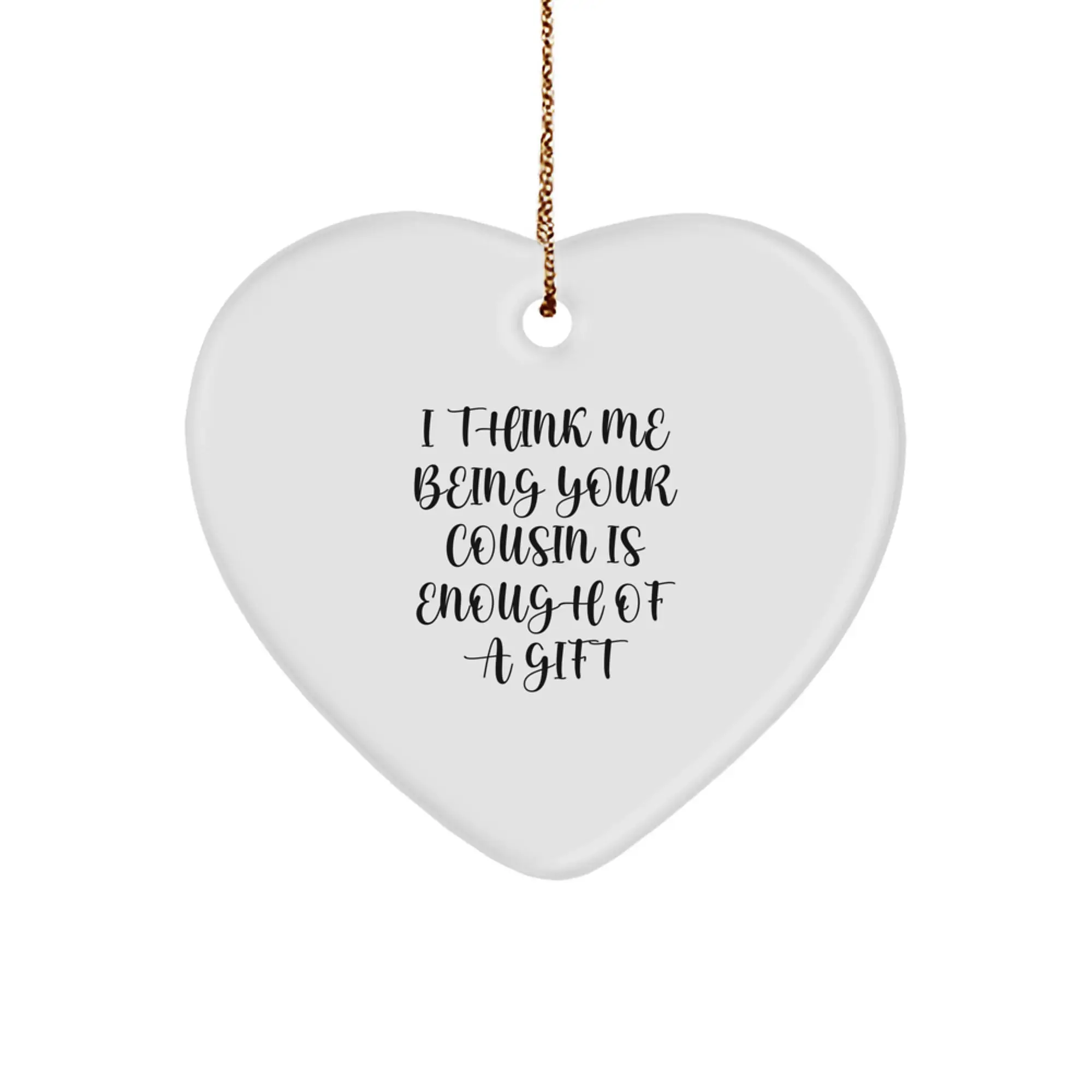 Cousin Keepsake Christmas Ornament for Him Heart-Shaped White Gift - Image 1