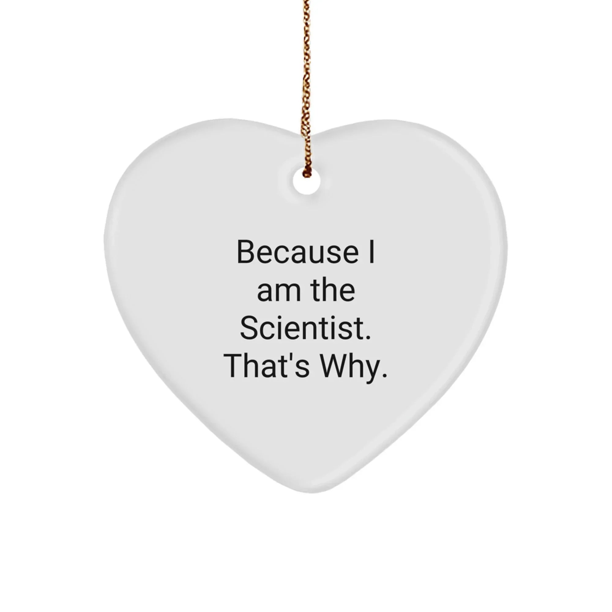 Scientist Gifts from Men for Christmas Unique Heart Ornaments, 'Because I Am The Scientist. That's Why.' - Funny Christmas Unique Gifts for Him