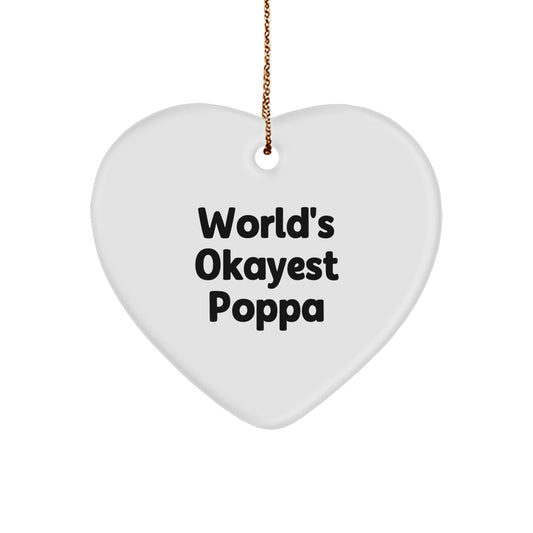 Funny Poppa Heart Ornament, Gifts for Him from Family, Unique Christmas Unique Gifts for Men - Image 1