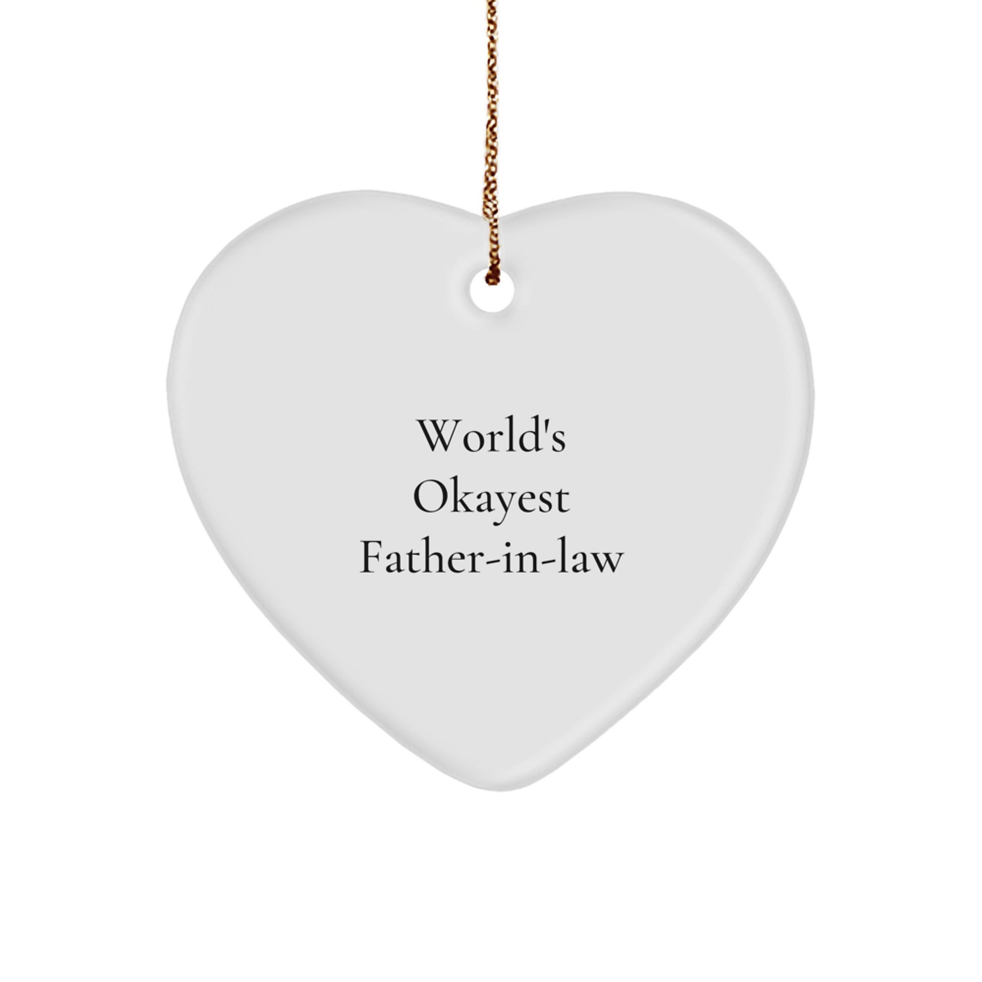 Funny Gifts from Family for Father-in-law Heart Ornament with World's Okayest Quote Christmas Unique Gifts - Image 1