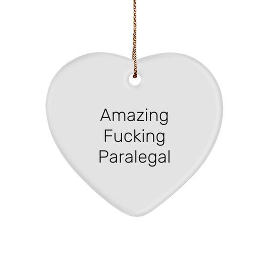 Funny Paralegal Gifts for Women, Christmas Unique Heart Ornament from Friends, Partner, or Family - Image 1