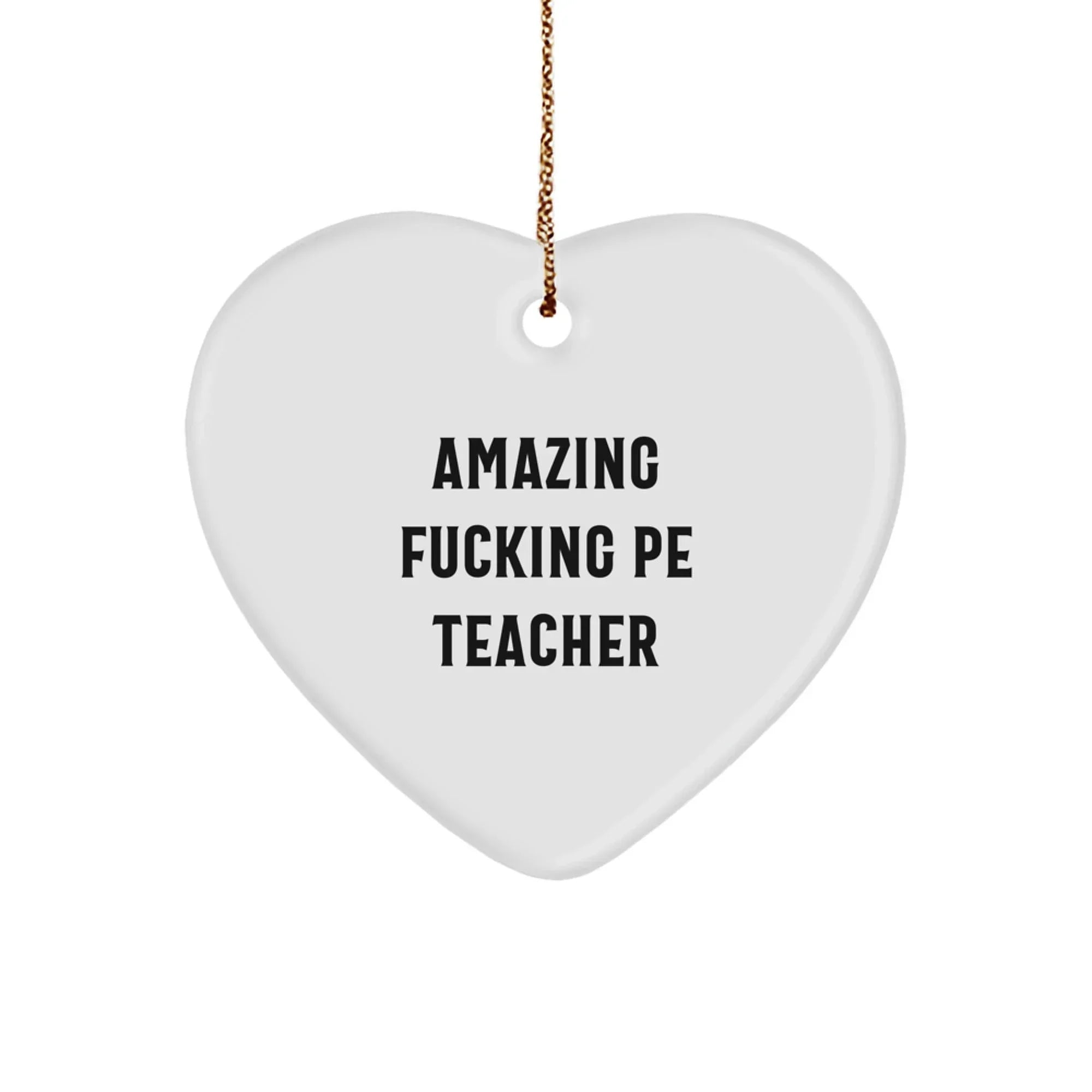 Funny PE Teacher Gifts - Heart Ornament with Amazing Quote, Ideal Gifts from Friends for Men, Women, or Coworkers this Christmas